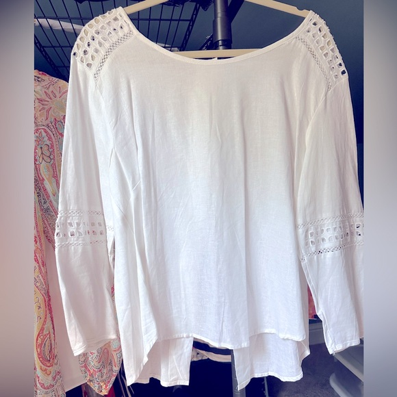 Sigrid Olsen White Linen Top - Picture 2 of 3